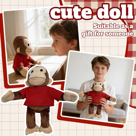 13.78inch Curious Monkey Stuffed Animal | Brown Plush Monkey Toy for Kids | Perfect Birthday & Holiday Gift for Animal Lovers