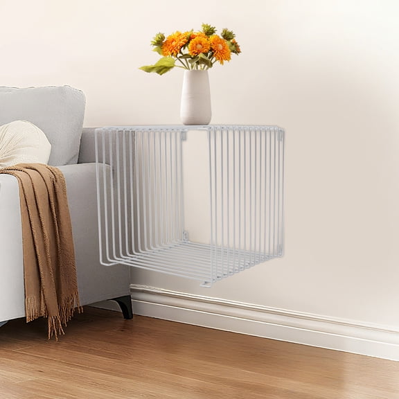 13.78inch Floor Mount&Wall Mount Square Side Table Silver Multi-Purpose Side Table for Living Rooms Bedrooms Balconies