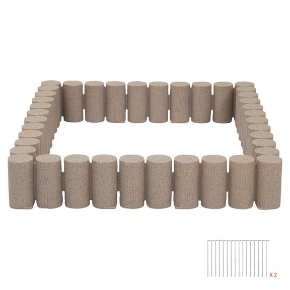 13.7ft Faux Wood Edging Kit, No Dig, 4 Packs, 32 Spikes, Beige