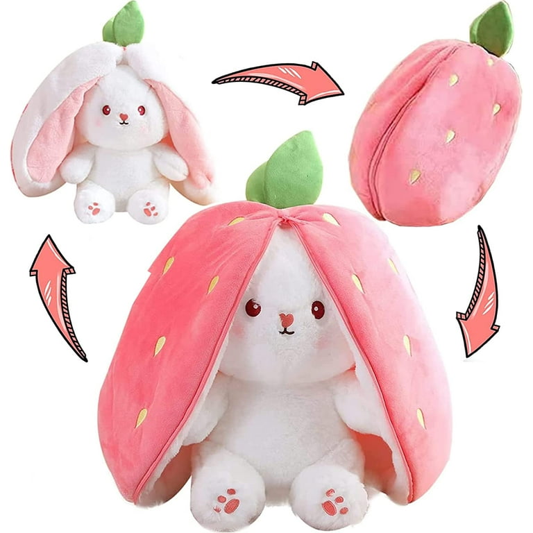 13.7inch Large Easter Bunny Stuffed Animal Kawaii Squishy Cute Easter Bunny Plush Turn Into Rabbit Fruit Doll Carrot Strawberry Pillow Plushies Funny Bunny Toy for Baby Gifts for Girlfriend Walmart ...