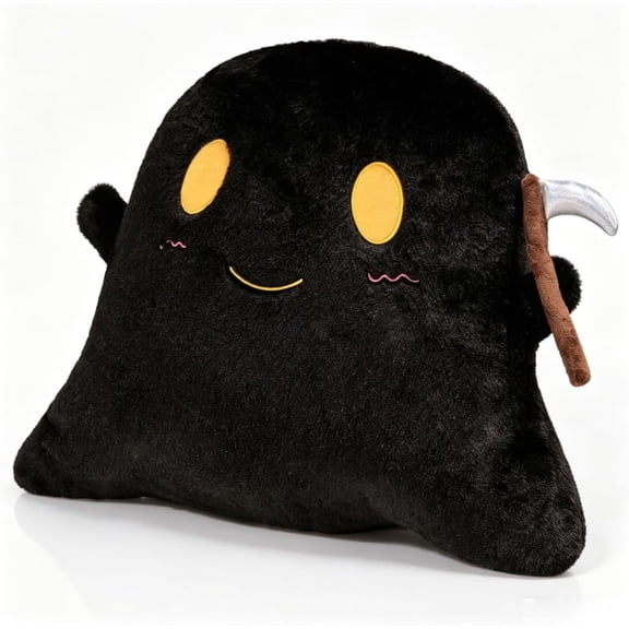 13.8*11.8 Inches Halloween Scythe Ghost Plush Pillow, Soft Stuffed Decorative Throw Pillow with High-Elastic PP Cotton for Sofa Bed Halloween Party Gift, Black