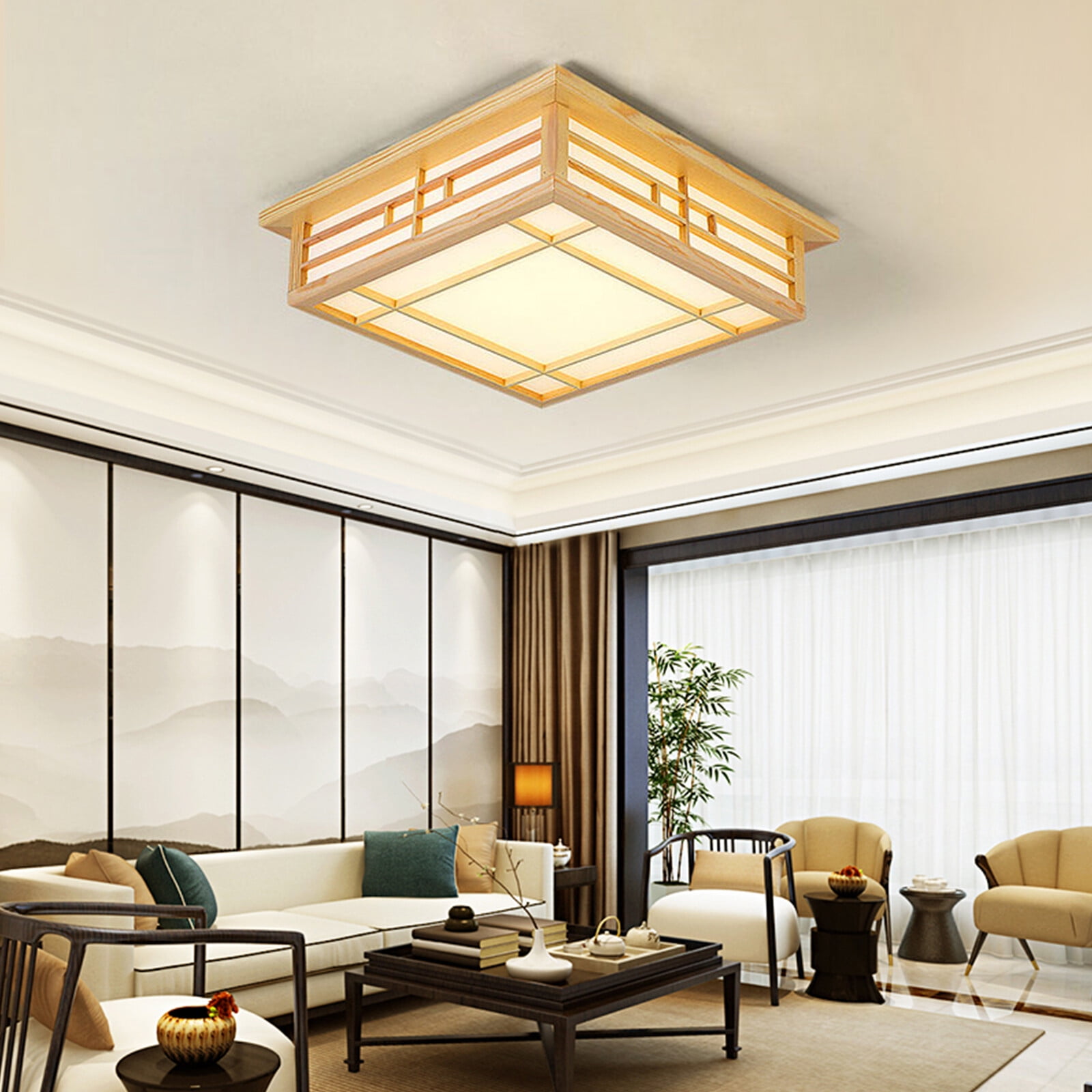 13.8*13.8in Remote Control Assembly Indoor Ceiling Lamp Square Tatami Ceiling Light for Bedroom Ceilings Laundry Rooms Hallways