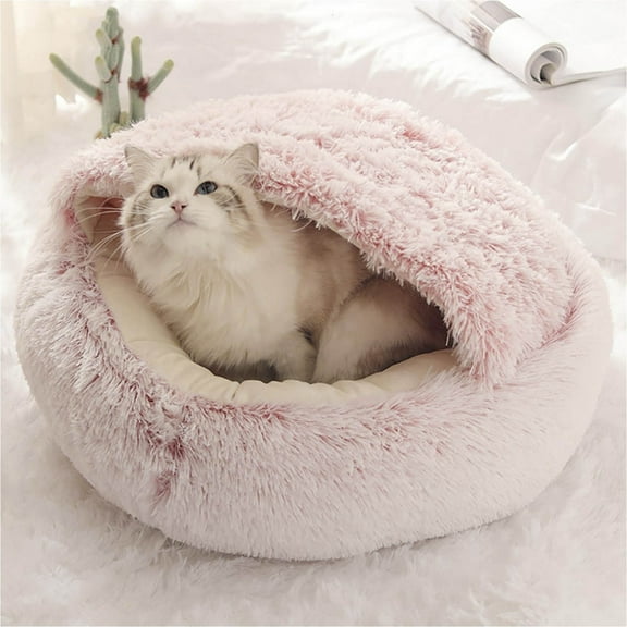 13.8-15.7in Dog Round Winter Warm Sleeping Bag - Soft Pet Bed for Calming Sleep