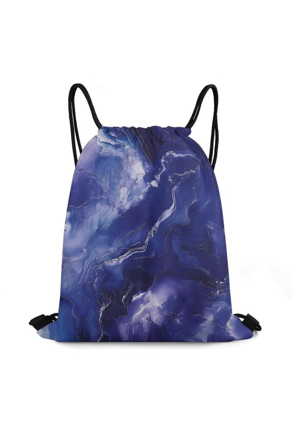 13.816.5in Bundle Pocket Knapsack Open Pull Rope Design Large Capacity Shrinkage Freely BlueViolet Marble_4