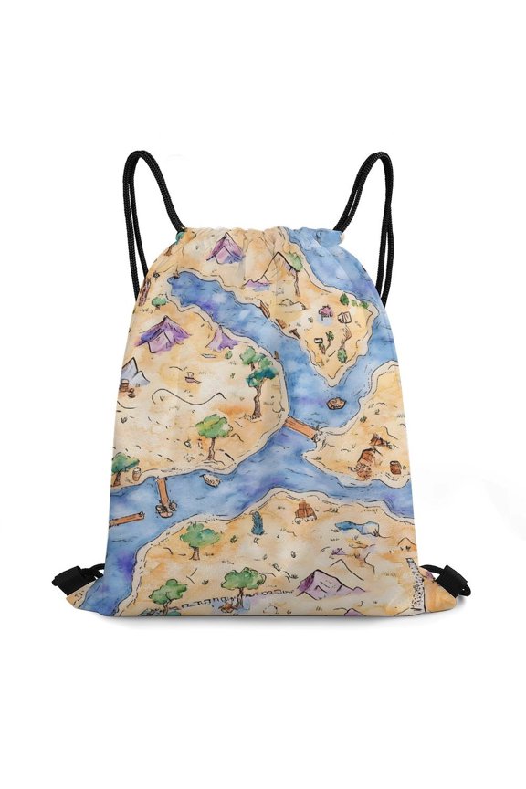 13.816.5in Bundle Pocket Knapsack Open Pull Rope Design Large Capacity Shrinkage Freely Game Map