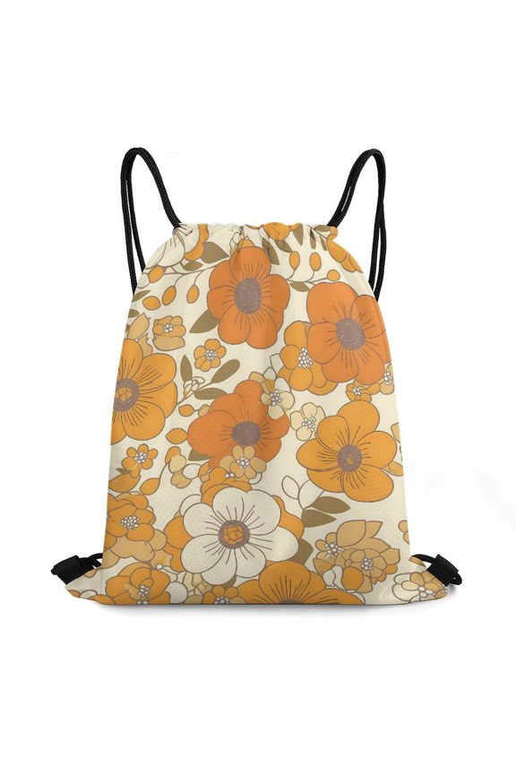 13.816.5in Bundle Pocket Knapsack Open Pull Rope Design Large Capacity Shrinkage Freely Groovy Flowers (7)