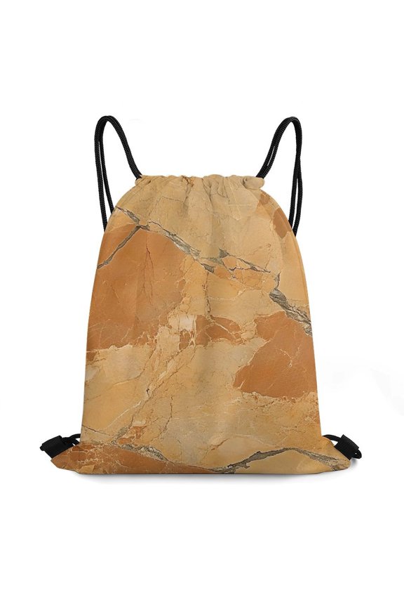 13.816.5in Bundle Pocket Knapsack Open Pull Rope Design Large Capacity Shrinkage Freely SandyBrown Marble_1