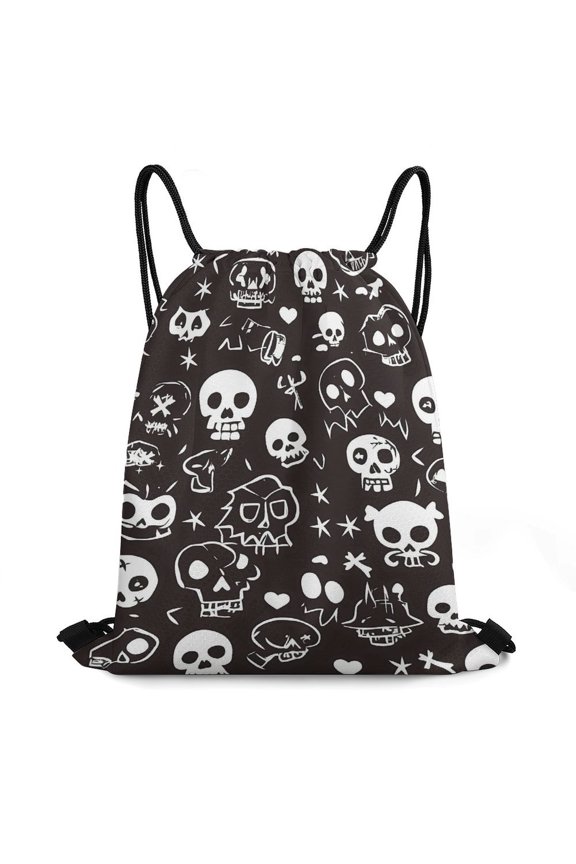 13.816.5in Bundle Pocket Knapsack Open Pull Rope Design Large Capacity Shrinkage Freely Weird Skull Head
