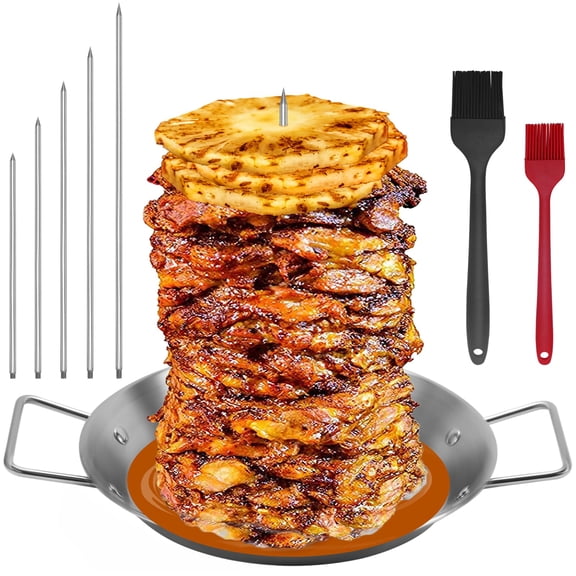 13'' 8 Count Grilling Skewers Stainless Steel Vertical BBQ Spit for Tacos Shawarma Kebabs