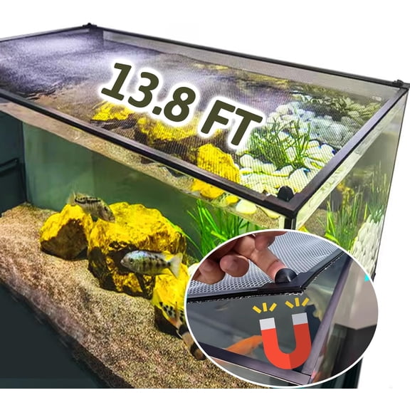 13.8 Feet DIY Magnetic Fish Aquarium Anti-Jumping net Cover, Mesh Screen Netting for Fish Aquarium Screen Top Cover, Reptiles from Jumping Out