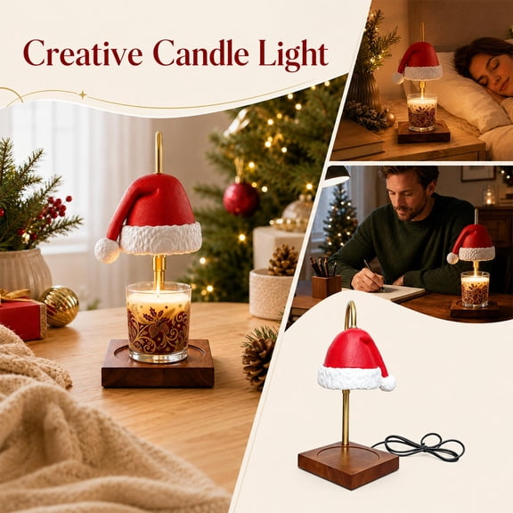 13.8 Inch Christmas Electric Candle Warmer with Metal Shade - White Lamp Warmer for Jar Candles, Flameless Fragrance Diffuser with, Wood Base, Home Decor for Living Room and Bedroom