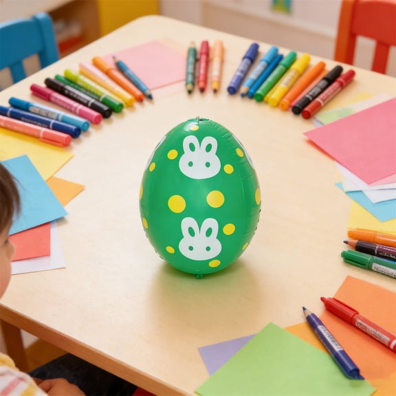 13.8 Inch Inflatable Easter Eggs Outdoor Decorations, 6Pcs Thick PVC Reusable Colorful Blow Up Eggs, Easy Inflatable Indoor Outdoor Yard Lawn Porch Party Supplies for Easter Egg Hunt