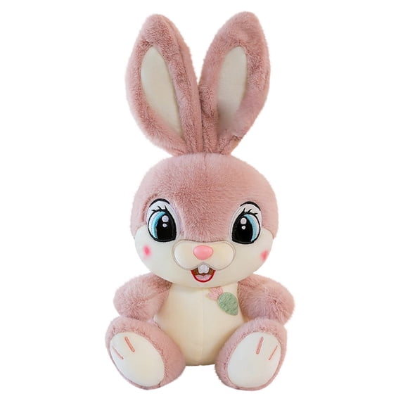 13.8 Inch Pink Bunny Plush Toy with Long Ears, Soft Cartoon Rabbit Stuffed Animal for Bed Decor, Lightweight Accompany Doll for Friends