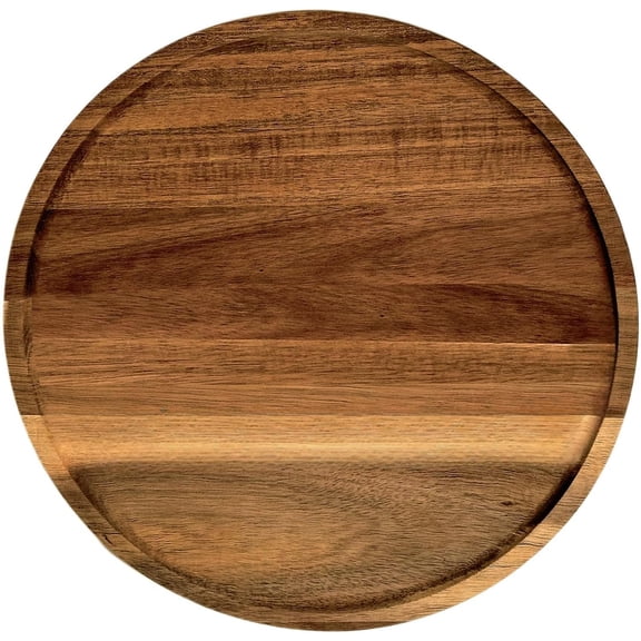 13.8 Inch Round Wooden Decorative Serving Tray for Coffee Table and Home Decor, Round Wood Tray for Table Centerpiece, Small Candle Tray, Acacia, Appetizer Charcuterie Board