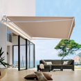 13'×8' Manual Retractable Awning Sun Shade Patio Awning Cover Outdoor