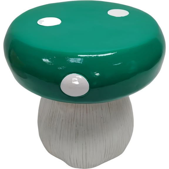 13.8" Oversized Mushroom Statue Stool, Resin Garden Stool with Forest Base, Multi-Purpose Decorative Stool for Courtyard, Lawn, Indoor & Outdoor Summer Decoration