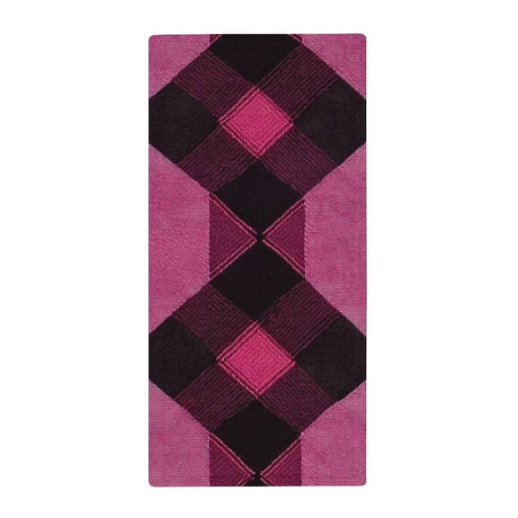 13.8 X 28.7 In Bath Towel Clean Easily Absorb Water Super Absorbent For Swimming Beach Trip Argyle Plaid Magenta_3