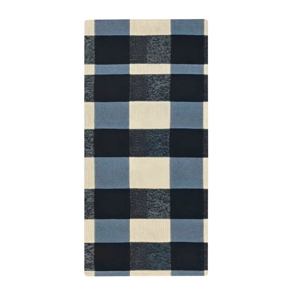 13.8 X 28.7 In Bath Towel Clean Easily Absorb Water Super Absorbent For Swimming Beach Trip SlateBlue Buffalo Plaid Check Tartan Scotland_1
