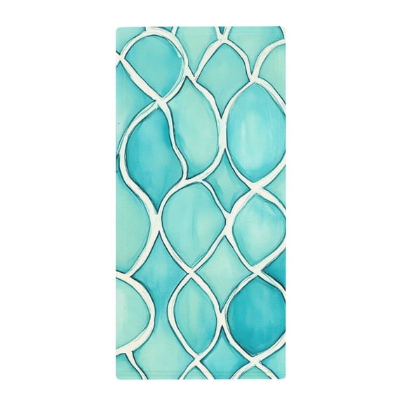 13.8 X 28.7 In Bath Towel Clean Easily Absorb Water Super Absorbent For Swimming Beach Trip Turquoise Moroccan Trellis Hand-drawn Sketch_4