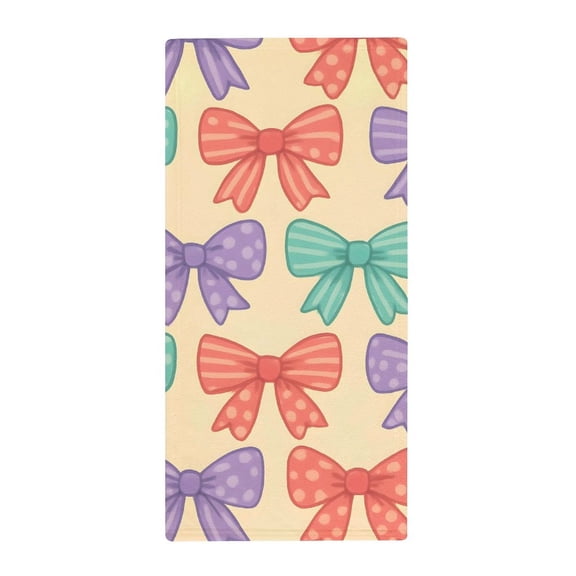 13.8 X 28.7 In Bath Towel Clean Easily Absorb Water Super Absorbent For Swimming Beach Trip Whimsical Polka Dot And Striped Ribbon Bow Pattern