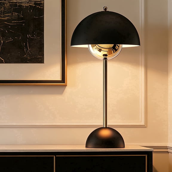 13.8 in. Black+Gold Luxury Style Rechargeable LED Cordless Touch Table Lamp for Indoor with 3 Color Temperature 1PK