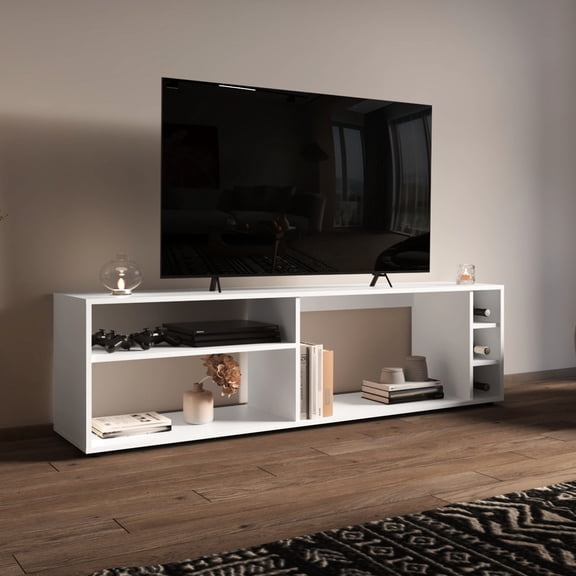 13.8 in Deep, Modern Style - Three Open Shelves for Storage - TV Room Use - Quick Assembly