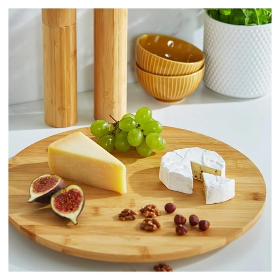 13.8-inch Round Bamboo Lazy Susan Turntable for Cabinet, Countertop, Table or Pantry Spice Rack Cabinet Organizer for Kitchen Pantry, Shelf, Counter, Table