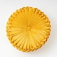 thumbnail image 1 of 13.8 inch Round Sofa Cushion Pure Color Velvet Pillow, Pleated Round Cushion, Pumpkin Pillow Suitable for Home Bed car Decoration, Ginger, 1 of 6