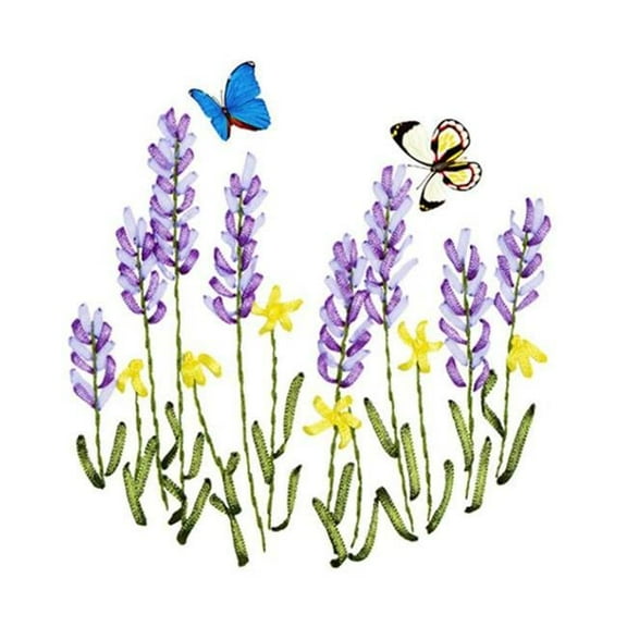 13.8 x 11.8 in. 3D Wall Art Home Decoration DIY Needlepoint Art Craft Ribbon Embroidery Kit, Purple Lavender