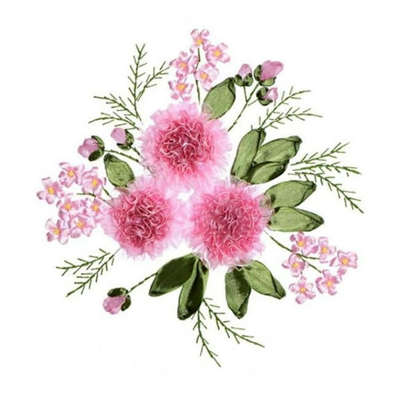 13.8 x 11.8 in. Flower Ribbon Embroidery Cross Stitch Stamped Kits for DIY Crafts Needlepoint Kit, Purple