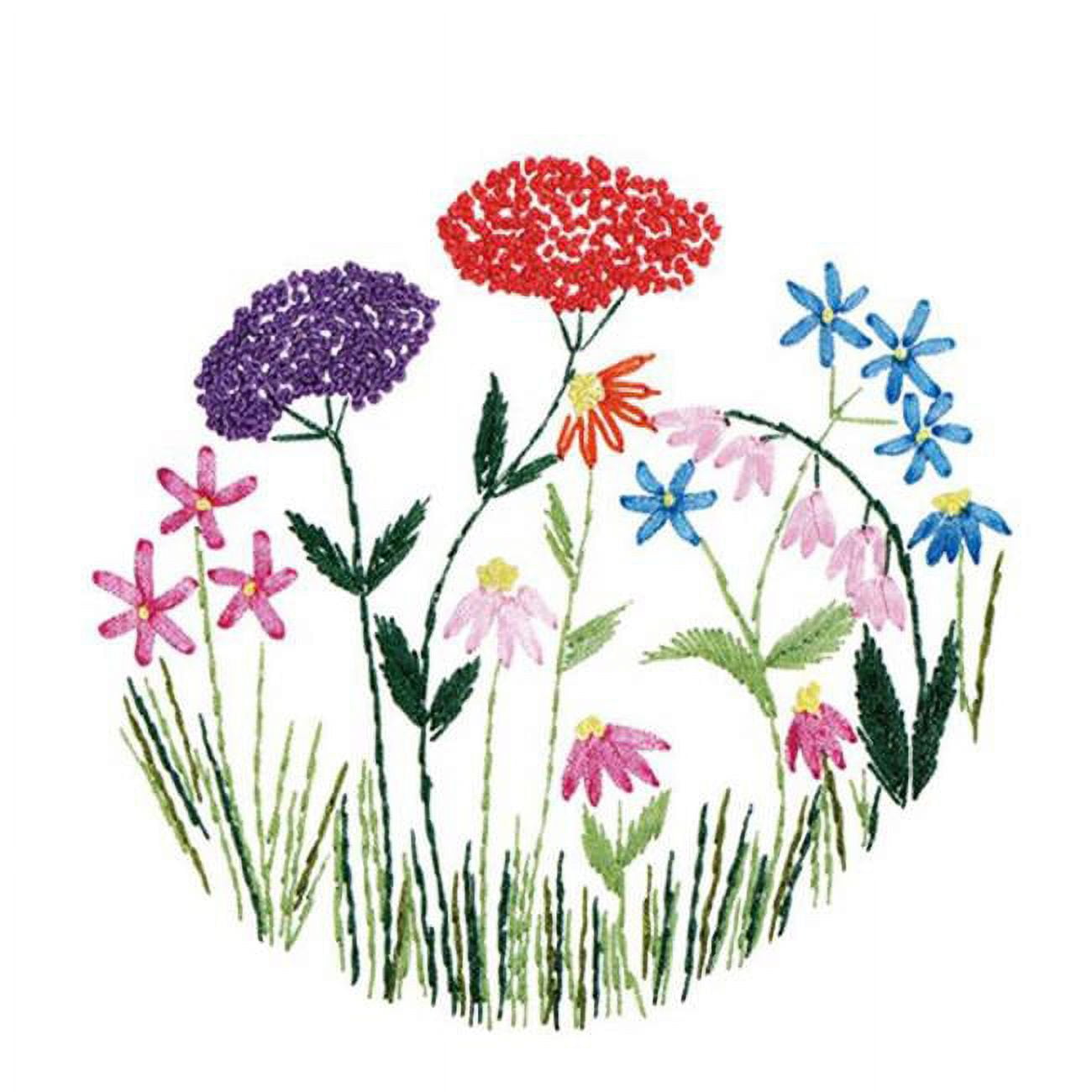 13.8 x 11.8 in. Ribbon Cross Stitch Flower Pattern DIY Embroidery Kit for Home Decor, Multi Color