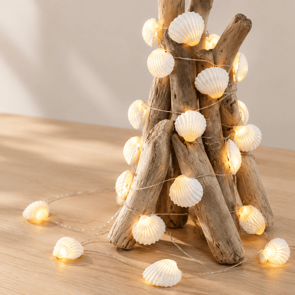 13.85 Ft 40 Warm White Seashell String Lights with Remote and Timer