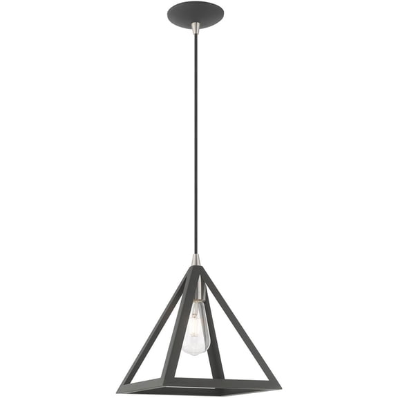 13.875 inch 1 Light Scandinavian Gray Mini Pendant with Scandinavian Gray Geometric Metal Shade Shade