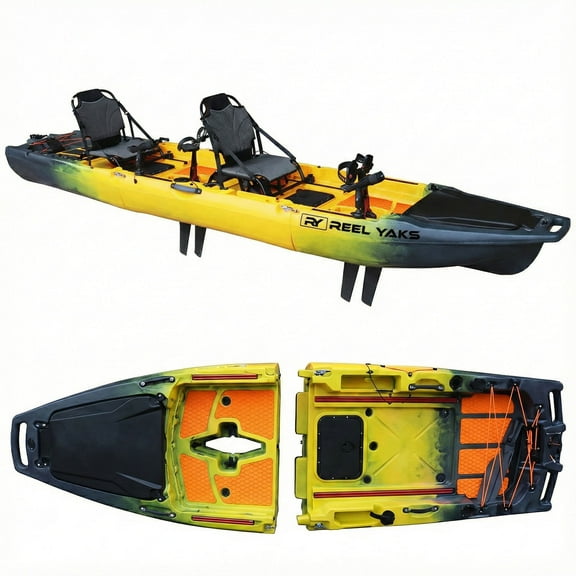 13.8ft Rocket Fin Drive Tandem & Solo Modular Fishing Kayak | Fin Drive | 550lbs Capacity | 3 Piece