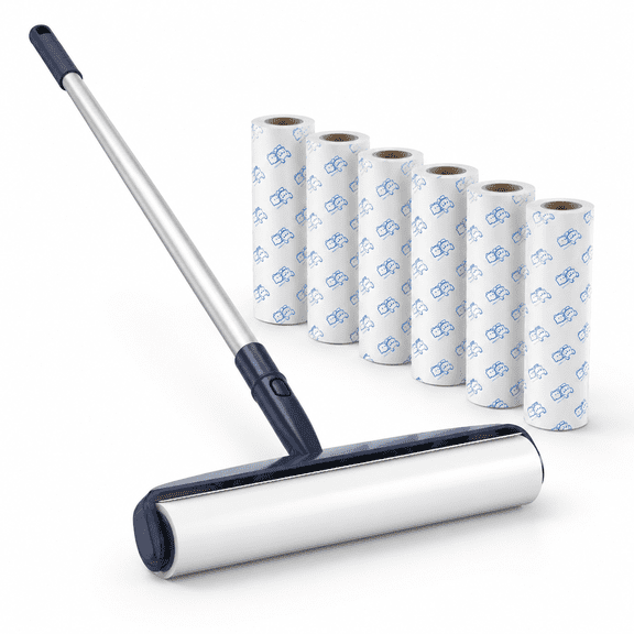 13.8in Extra Large Lint Roller With 51.2in Long Handle, 360 Total Sheets For Carpet, Bed, Couch