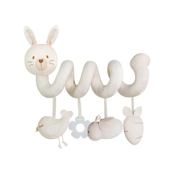 13.8in Organic Cotton Hanging Spiral Activity Toy, Multi-Sensory Bed Wrap for Sensory Development, Early Learning Cognitive Toy, Soft Plush Animal Decorations