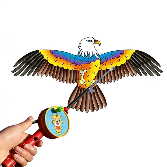 13.8inches Dynamic Kite with Fishing Rod Reel - Colorful Bird Design, Stable Flight, Outdoor Fun for & Adults