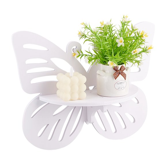 13.8x11x4.3Inch Butterfly Floating Shelves White Butterfly Wall Mounted Shelve Butterfly Shape Storage Rack Butterfly Nursery Wall Deor Floating Shelf