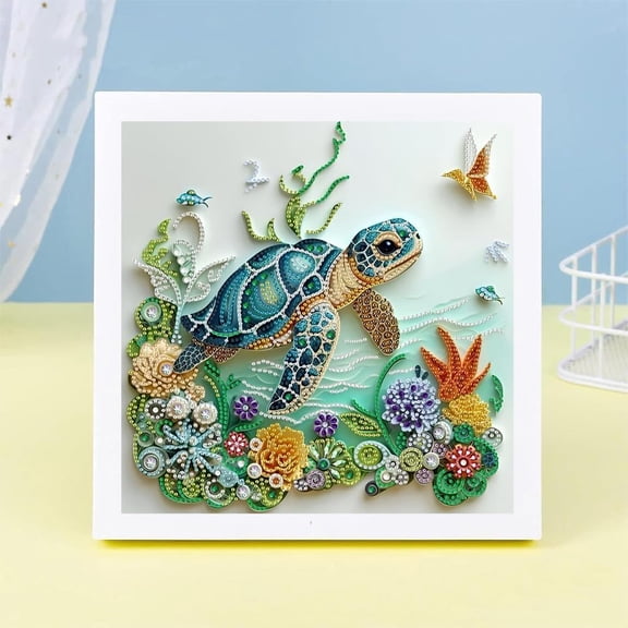 13.8x13.8Inch Sea Turtle Diamond Painting Kit, DIY Special Shape Gem Art for Adults Beginners, Crystal Rhinestones Crafts with Diamond Art Accessories for Home Wall Decor