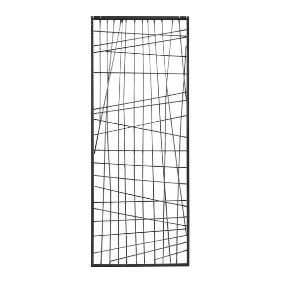 13.8x35.4 Inch Black Distressed Metal Wall Decor, Handcrafted Abstract Woven Panel, Ready to Hang Vertical or Horizontal