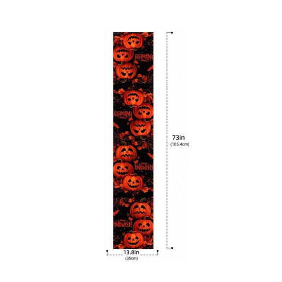 13.8x73 Inch Fall Pumpkin Table Runner Polyester Linen Texture Virelaxpo