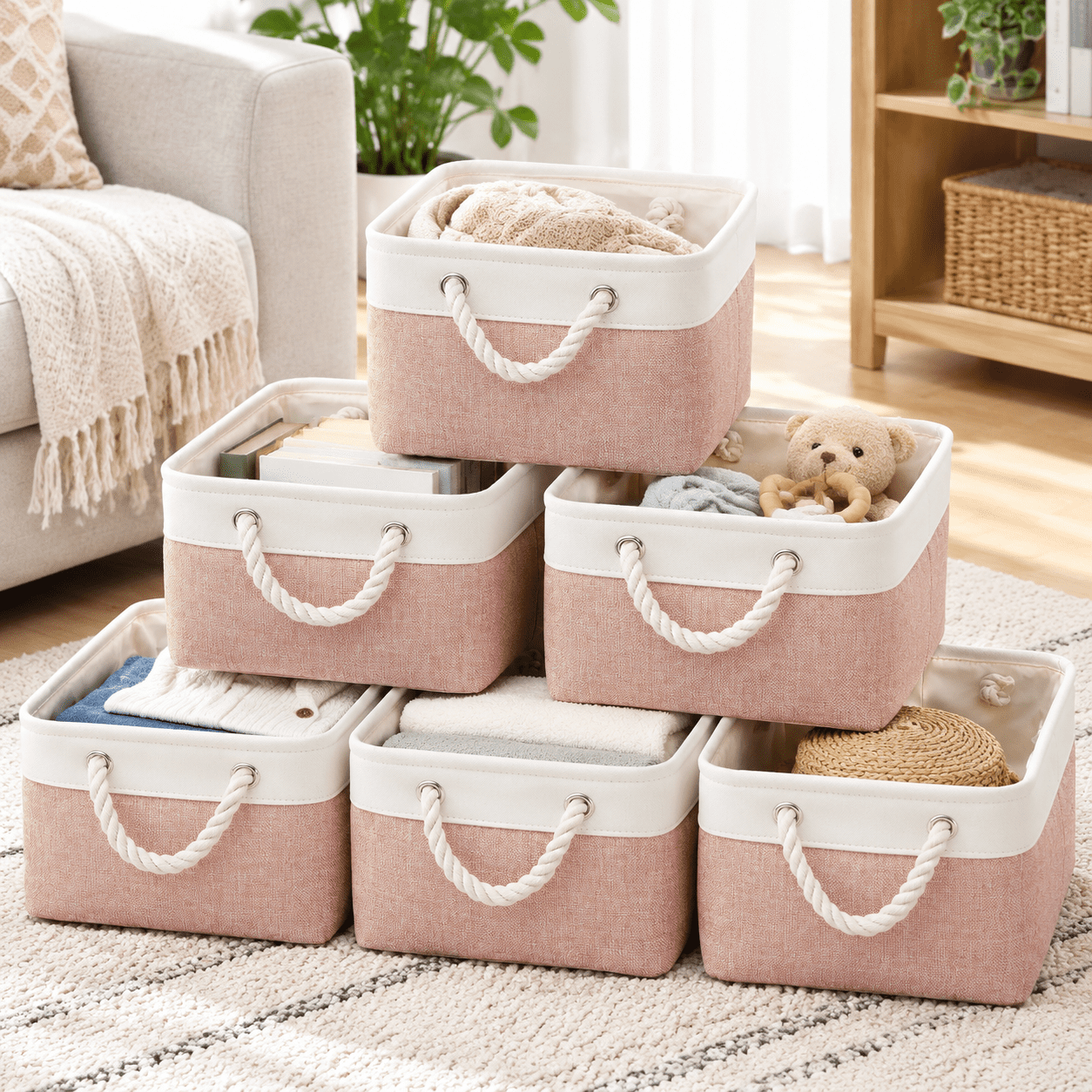 13.8x9.8x6.7 Inch Fabric Small Storbwith Handles 6 Pack - Walmart.com