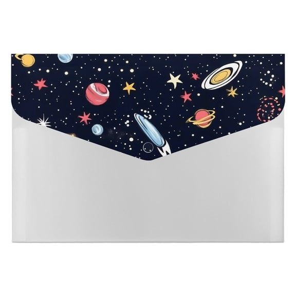 139.1in Accordion Folder Waterproof And Moist-Proof 6 Pocket Compartment Light And Portable Galaxy Planet