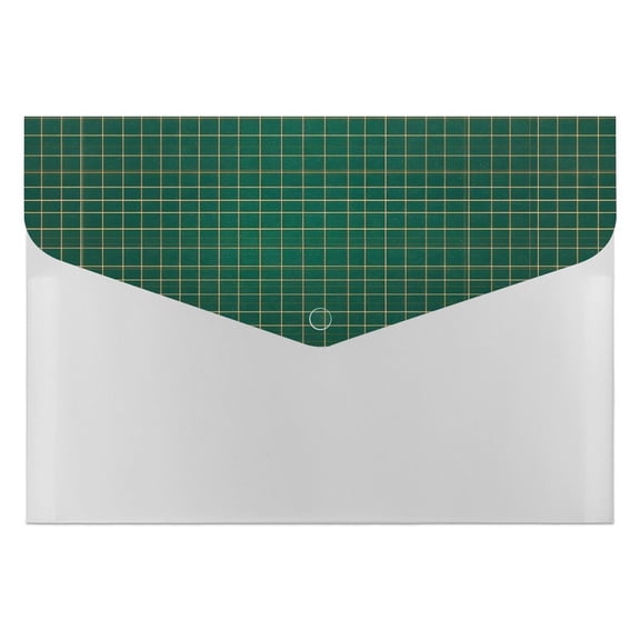 139.1in Accordion Folder Waterproof And Moist-Proof 6 Pocket Compartment Light And Portable Green Checkered Pattern