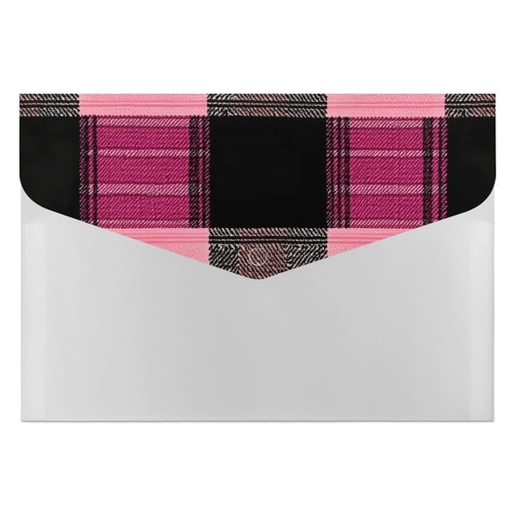 139.1in Accordion Folder Waterproof And Moist-Proof 6 Pocket Compartment Light And Portable HotPink Buffalo Plaid Check Tartan Scotland_3