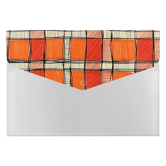 139.1in Accordion Folder Waterproof And Moist-Proof 6 Pocket Compartment Light And Portable OrangeRed Houndstooth Checkered Hand-drawn Sketch_3