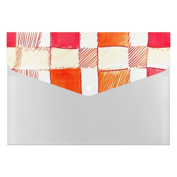 139.1in Accordion Folder Waterproof And Moist-Proof 6 Pocket Compartment Light And Portable OrangeRed Houndstooth Checkered Hand-drawn Sketch_4