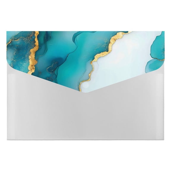 139.1in Accordion Folder Waterproof And Moist-Proof 6 Pocket Compartment Light And Portable Skyblue And White Gold Marble