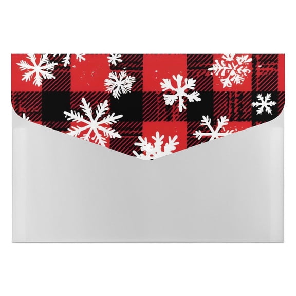 139.1in Accordion Folder Waterproof And Moist-Proof 6 Pocket Compartment Light And Portable Snowflakes on The Red And Black Checkered Pattern (2)