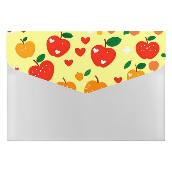 139.1in Accordion Folder Waterproof And Moist-Proof 6 Pocket Compartment Light And Portable Yellow And Red Apples